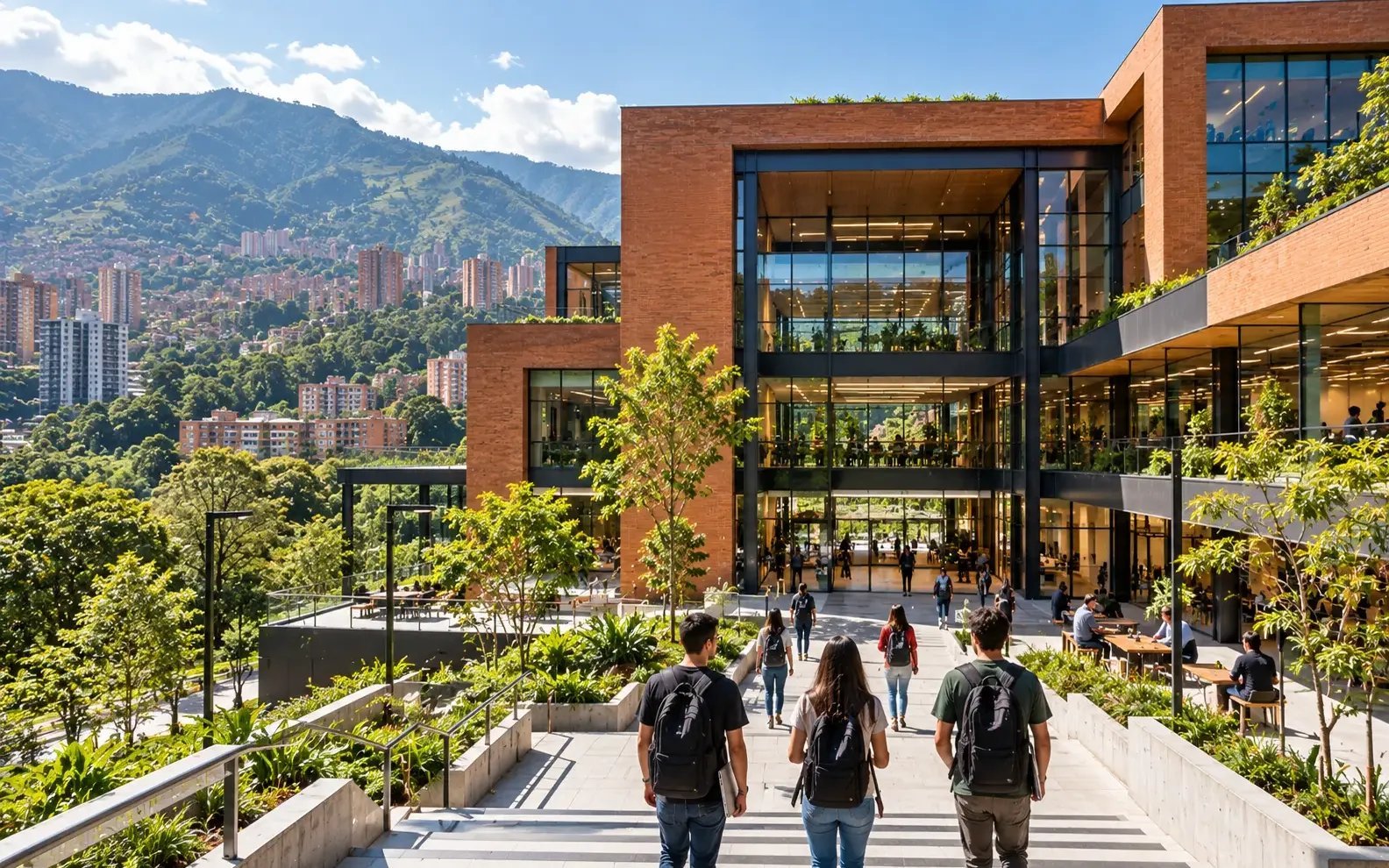 Centro de formación en tecnología del Valle del Software en Medellín entre colinas verdes